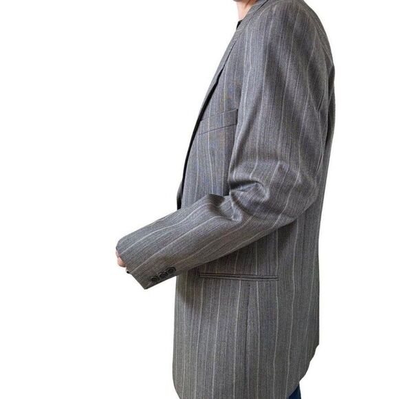 Vintage Yves Saint Laurent YSL Grey Striped Wool Preppy Sport Coat Blazer 40R - Picture 6 of 10